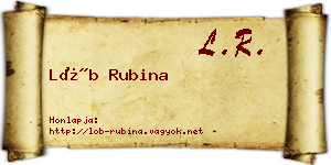 Löb Rubina névjegykártya